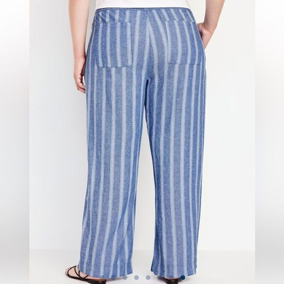 NWT Old Navy High-Waisted Linen-Blend Wide-Leg Pants XXL Striped - Picture 3 of 10